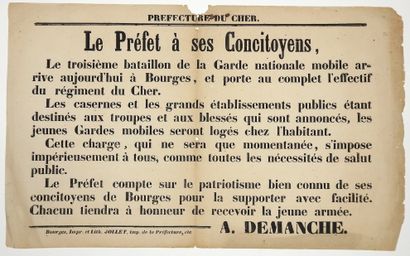 null CHER - 2 Posters of Prefect A. DEMANCHE, to his fellow citizens - Impr. à BOURGES,...