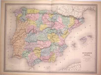 null CARTES DE L'ESPAGNE ET DU PORTUGAL. 11 Cartes géographiques in-plano. Bon état...