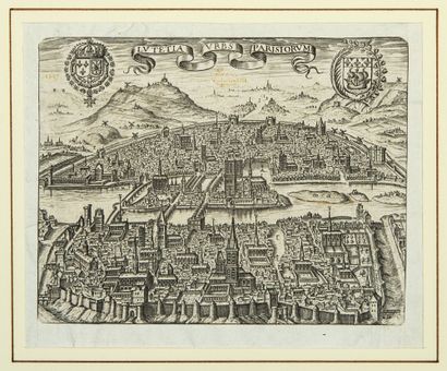 null PARIS. 2 engravings XVIIth of Overview of the city of PARIS in its ramparts:...