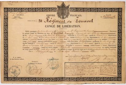 null ARMÉE D'ALGÉRIE. Médaille du MEXIQUE. Pièce Signée du Conseil du 3e RÉGIMENT...