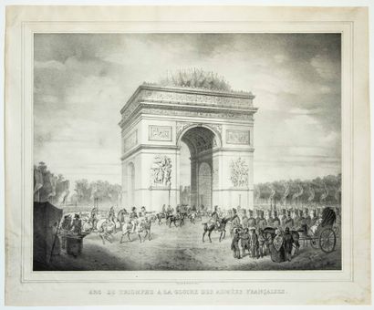null PARIS. "ARC DE TRIOMPHE à la Gloire des Armées Françaises." Lithographer's Litho...