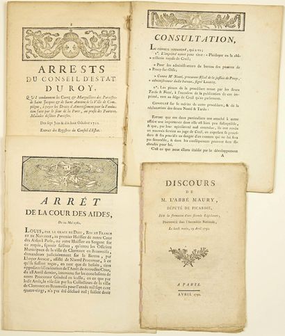null OISE. 4 Printed matter : (COMPIÈGNE) - "ARRESTS of the Conseil d'Estat du Roy,...