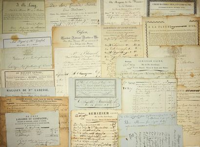 null BORDEAUX (33) COLLECTION OF 24 BORDEAUX INVOICES from 1776 to 1826 - Almost...