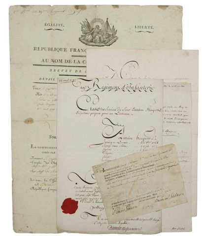 null RÉGIMENT ROYAL SUÉDOIS (89ème Infanterie de ligne) 6 pièces au format in folio...