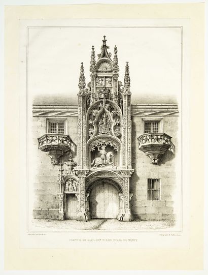 null NANCY (54) "Portal of the former Ducal Palace of NANCY." 1832. Lithograph of...