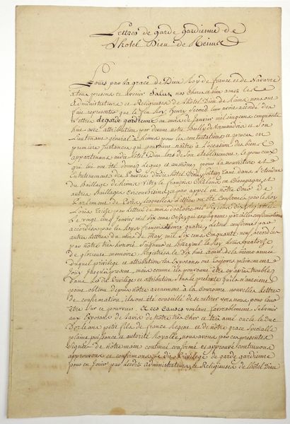 null MARNE. PRIVILEGES OF THE HOTEL-DIEU OF REIMS (51). Copies of the "Letters of...