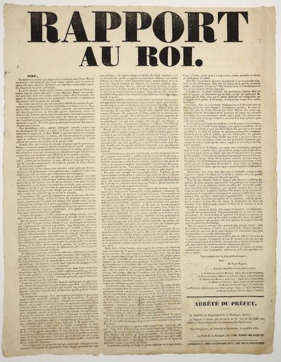 null 1830 . “RAPPORT AU ROI” de ses fidèles sujets: Prince de POLIGNAC, CHANTELAUZE,...