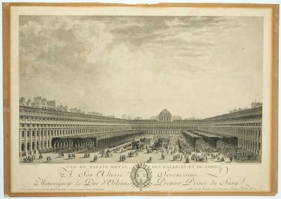 null "VIEW OF THE ROYAL PALACE, Galleries and Garden", dedicated to Monsignor the...