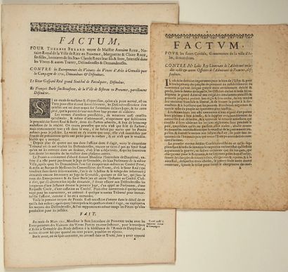 null PROVENCE. 2 FACTUMS: "FACTUM for the Sieur Consuls, Governors of the City of...