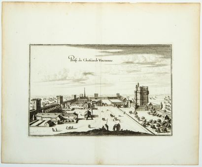 null VAL DE MARNE. «Prosp. Du Château de VINCENNES.» Gravure d'après MERIAN en 1650...