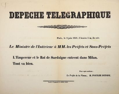 null (CAMPAIGN OF ITALY) - TELEPHONE DISPATCH - The Minister of the Interior to Messrs....