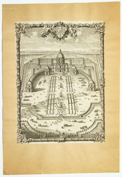 null PARIS. THE INVALID. 2 17th century engravings, representing the perspective...