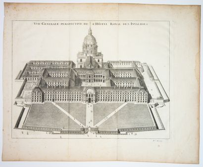 null THE INVALID. Engraving XVIIIth of LUCAS. "General perspective view of the Hôtel...