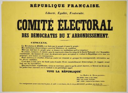null PARIS. «Comité Électoral des DÉMOCRATES du Xème Arrondissement.» «Citoyens,...