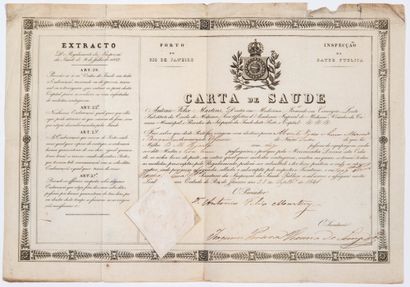 null BRAZIL. HEALTH PATENT issued by the Port of RIO DE JANEIRO to go to MONTÉVIDÉO,...