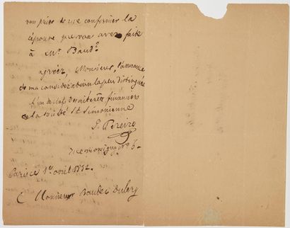 null (HOLY SIMONISM) Letter A. S. Isaac PEREIRE Businessman, Banker, with his brother...