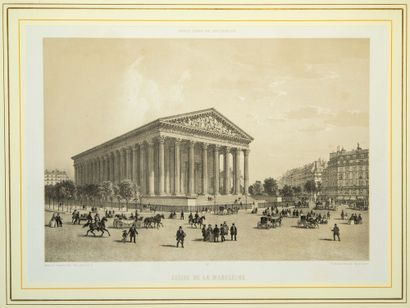 null «PARIS DANS SA SPLENDEUR» (c. 1861). 5 Planches gravées : Église de la Madeleine,...