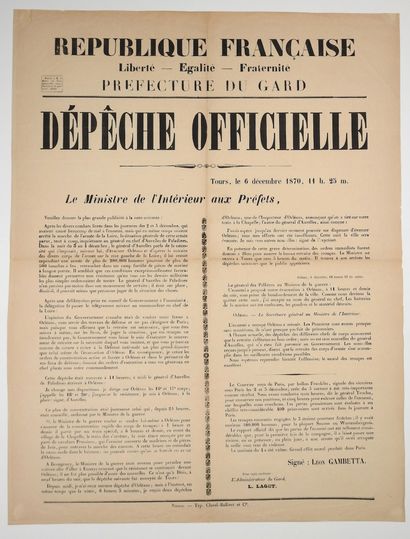 null GARD. 1870. BALLON. ARMÉE DE LA LOIRE (SIÈGE D'ORLÉANS) & DÉFENSE DE PARIS -...