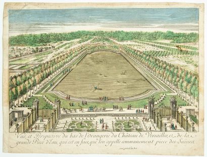 null YVELINES. Château de VERSAILLES : «Vue et perspective du bas de l'Orangerie...
