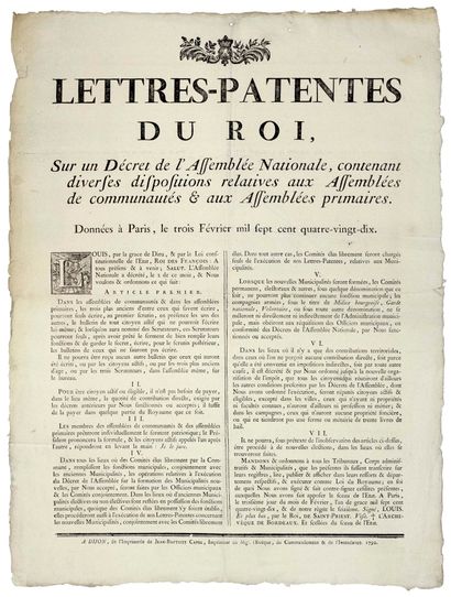 null CÔTE D'OR. 1790. ASSEMBLÉES PRIMAIRES : “Lettres-Patentes du Roi, sur un Décret...