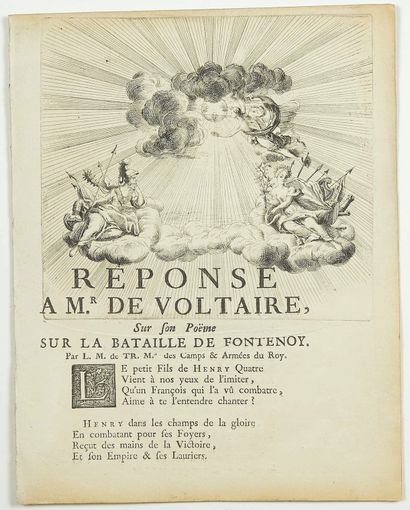 null BATAILLE DE FONTENOY le 11 Mai 1745 : «RÉPONSE à Mr de VOLTAIRE, sur son poème...