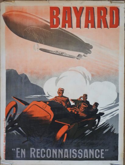 null 
Automobile  / Aérostation / Militaria. Affiche originale non-entoilée. "Clément-Bayard,...