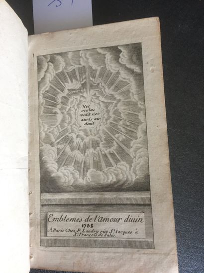 null [VAENIUS] Emblèmes de l’amour divin. Paris, Landry, 1738. In-12 veau brun d’époque,...