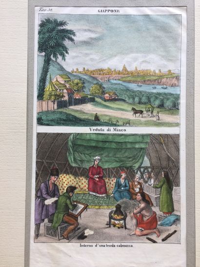 null VOYAGES] A collection of 7 19th century colour lithographs from the "Galerie...