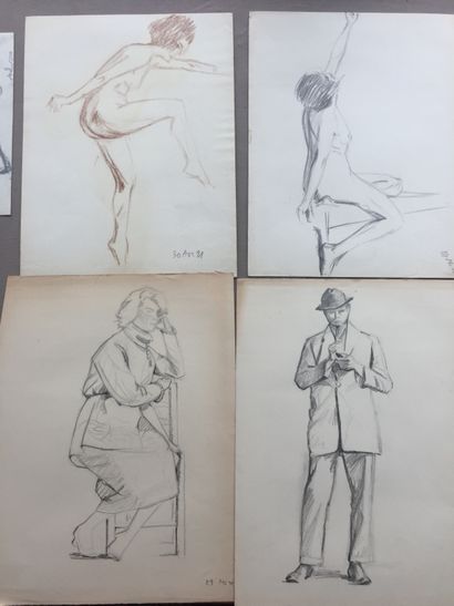 null NUDES - DRAWINGS: A collection of 18 beautiful original drawings on paper in...