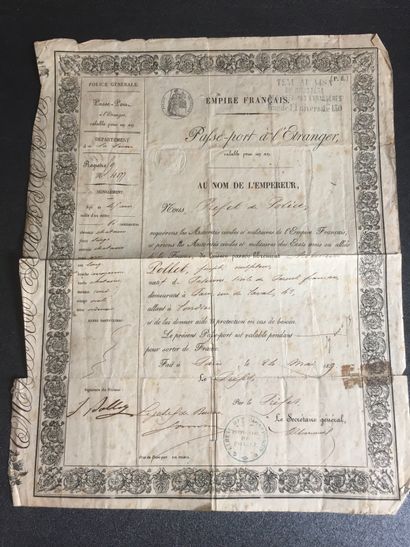 null Joseph-Michel-Ange Pollet, sculptor, 1814-1871: Passport for abroad issued by...