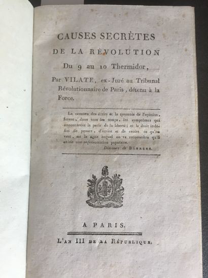 null REVOLUTION Française] 3 works bound in 1 vol. in-8 bradel of blue cardboard...