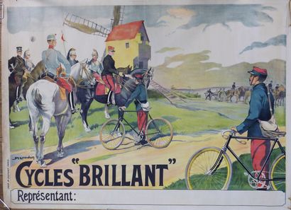null 
Cyclisme / Brillant / Militaria. Affiche originale non entoilée. "Cycles Brillant"...