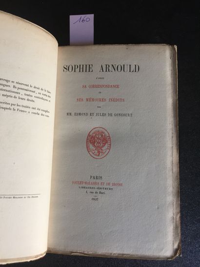 null GONCOURT (Edmond et Jules de) : Sophie Arnould d'après sa Correspondance et...