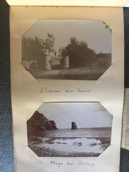 null BRITTANY] Grey cloth oblong (10.5 x 17 cm) album containing 80 original photographs...