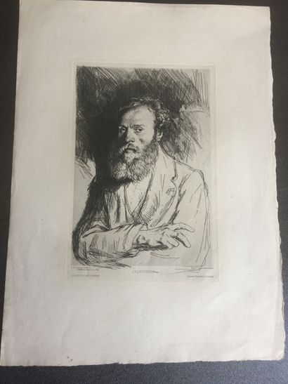 null FLAMENG (Leopold) 1831-1911: J.P. Laurens. Portrait. Le Musée des Deux Mondes,...