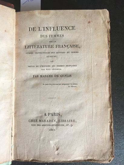 null GENLIS (Mme de): De l'influence des femmes sur la littérature française, comme...