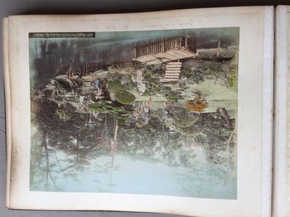 null JAPAN: Important album of 24 19th century colour photographs printed on albumen...