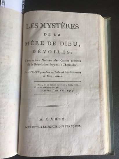 null [REVOLUTION Française] 3 ouvrages reliés en 1 vol. in-8 bradel de cartonnage...