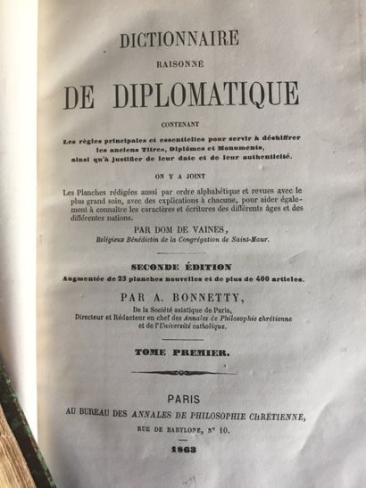 null VAINES (Dom de) : Dictionnaire raisonné de diplomatique...Annales de Philosophie...