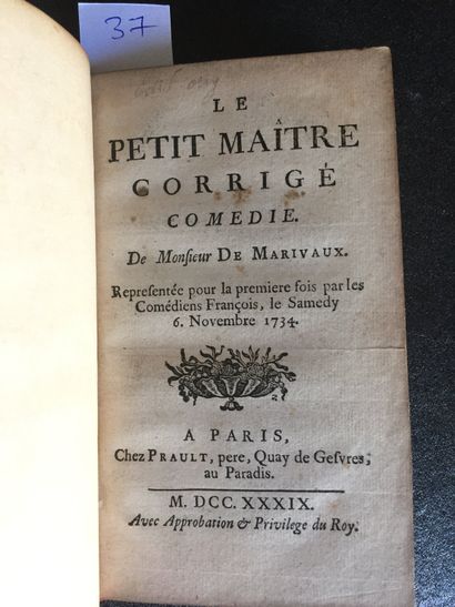 null MARIVAUX: Le Petit maître corrigé, comedy. Paris, Prault Père, 1739. In-12 bradel...