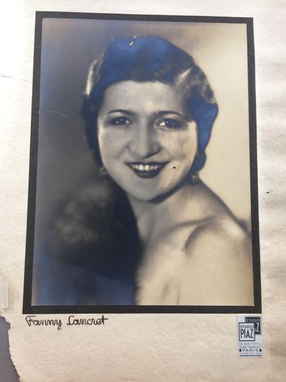 null SONG - Large original photograph of the singer Fanny LANCRET, with her signature...