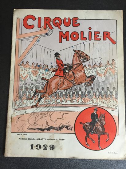 null CIRQUE - Programme du Cirque MOLIER pour 1929. Plaquette de format 31 x 24 cm....
