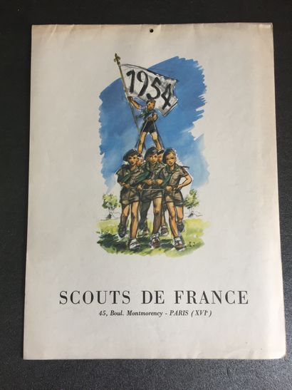 null SCOUTING - Pierre JOUBERT: Rare complete scouting calendar for the year 1954,...