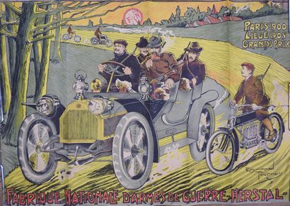 null 
Automobile / Motocyclisme / Chasse / Belgique. Affiche originale. Chez Herstal...