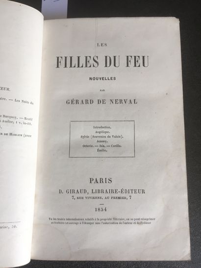 null NERVAL (Gérard de): Les Filles du feu. Nouvelles. Paris, Giraud, 1854. In-12...