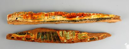 null Set of two elements probably elements of a sarcophagus with fragments of paint...