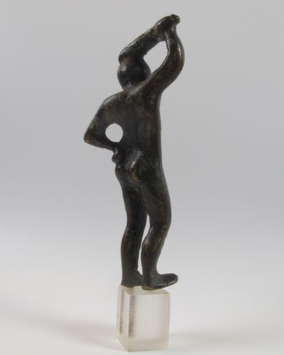 null Statuette d’Hercule en bronze. H 12.5cm (avec le socle 15cm). Style gréco-r...