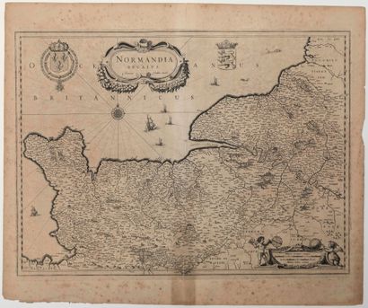 null NORMANDIA Map 17th c.: "NORMANDIA ducatus." Henricus Hondius execut. Engraved...