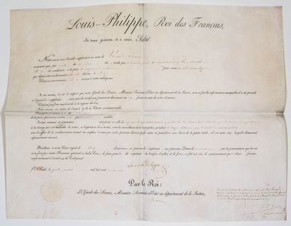 null BREVET OF INDULGENCE signed LOUIS PHILIPPE, King of the French, countersigned...