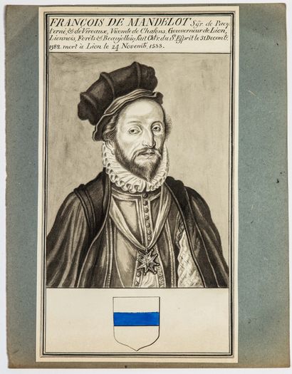 null LYONNAIS AND BURGUNDY. Portrait drawn of "François de MANDELOT, Lord of Pacy...